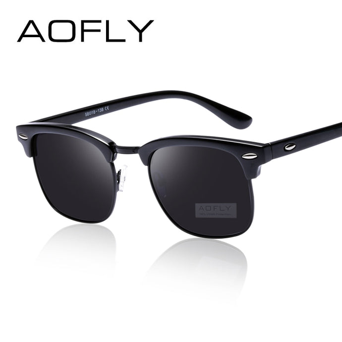 AOFLY Classic Half Metal Polarized Sunglasses Men